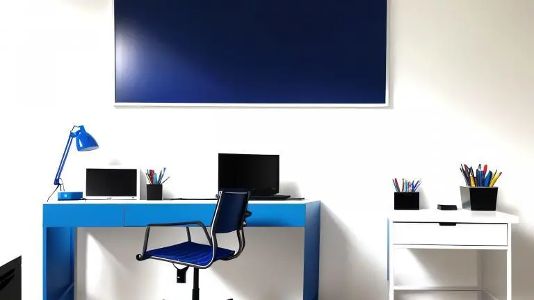 MODERNES B&Uuml;RO MIT BLAUER EINRICHTUNG