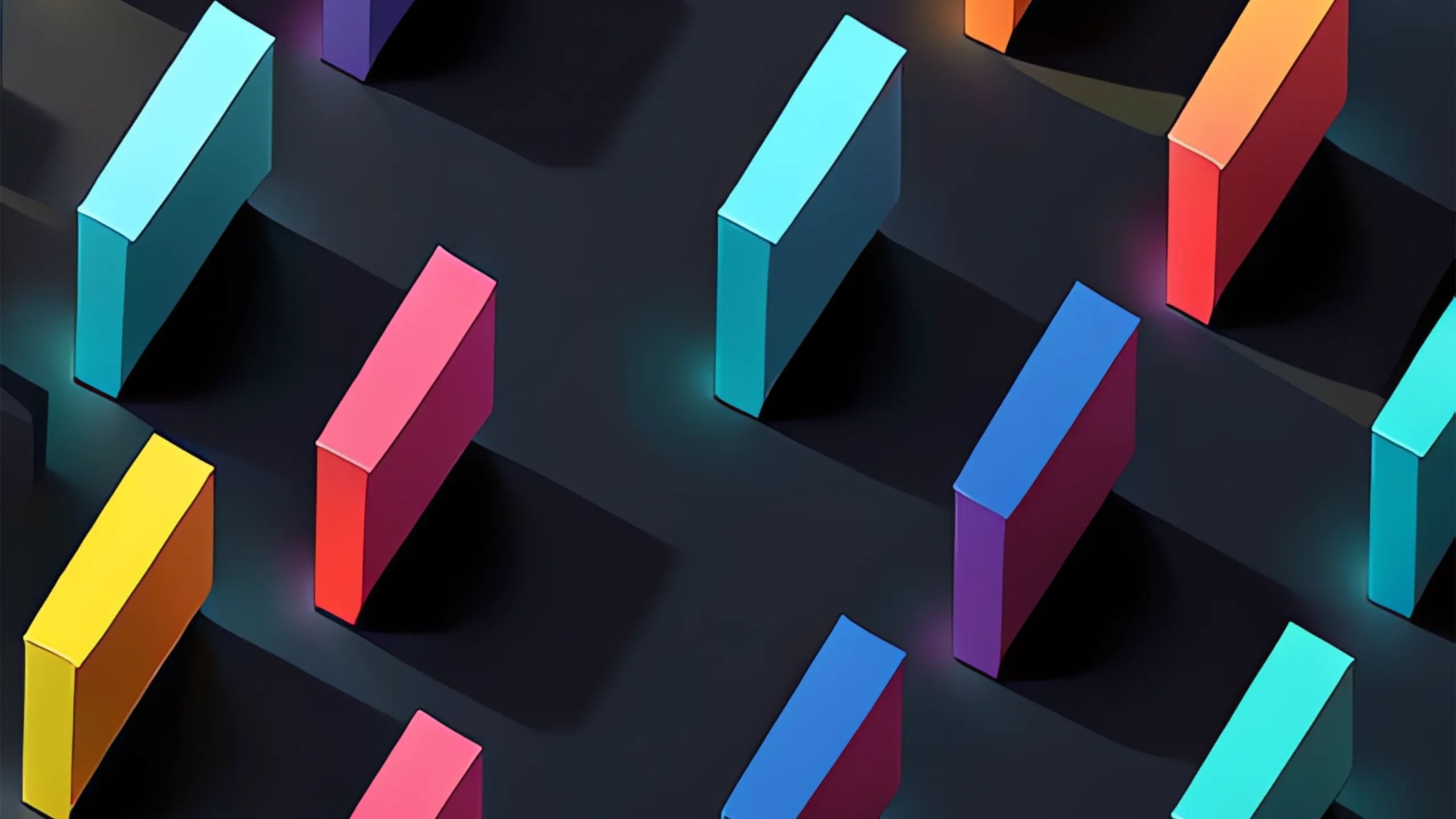 BUNTE GEOMETRISCHE FORMEN AUF SCHWARZEM HINTERGRUND