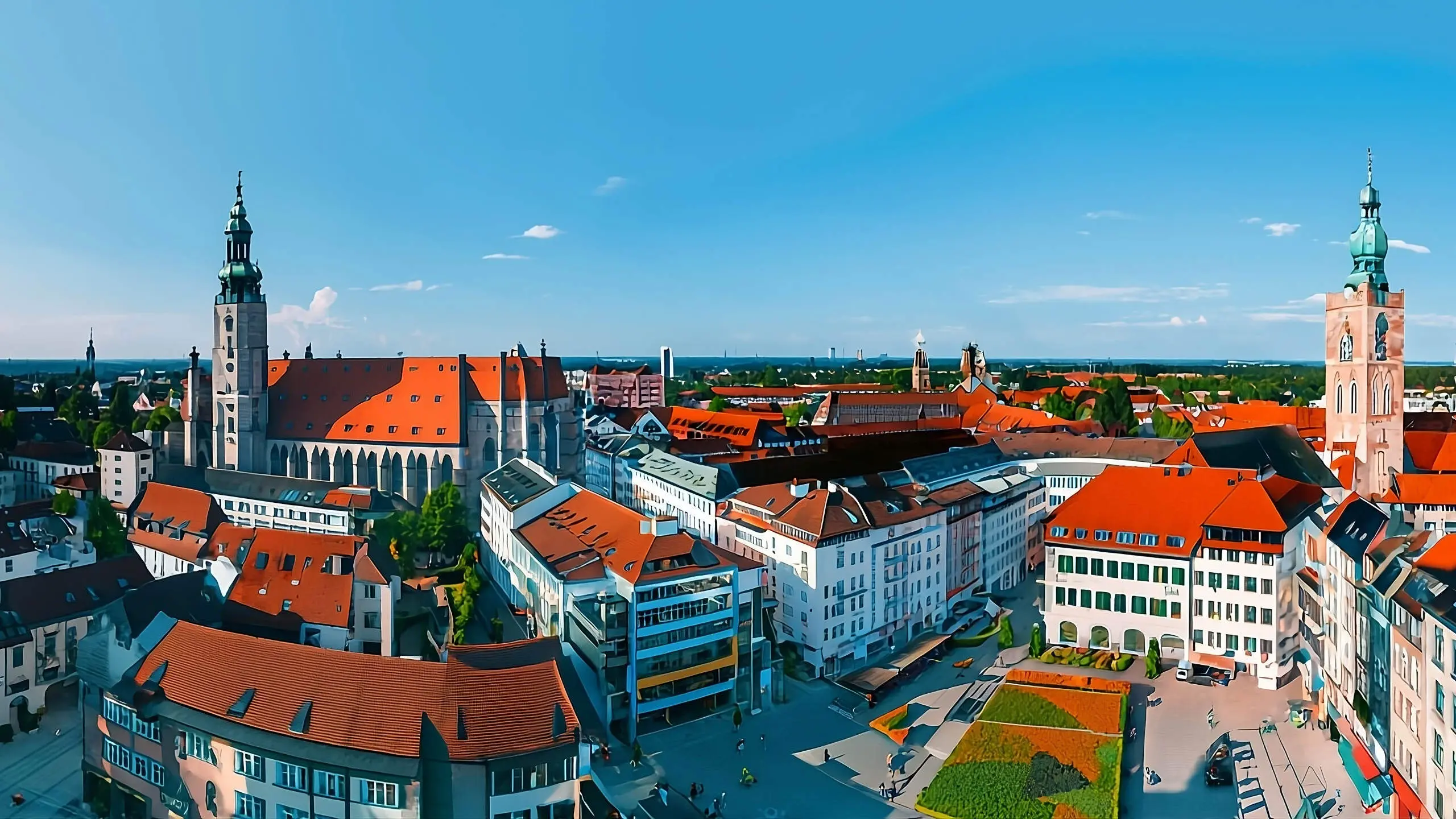 EINE STADT MIT ROTEN D&Auml;CHERN