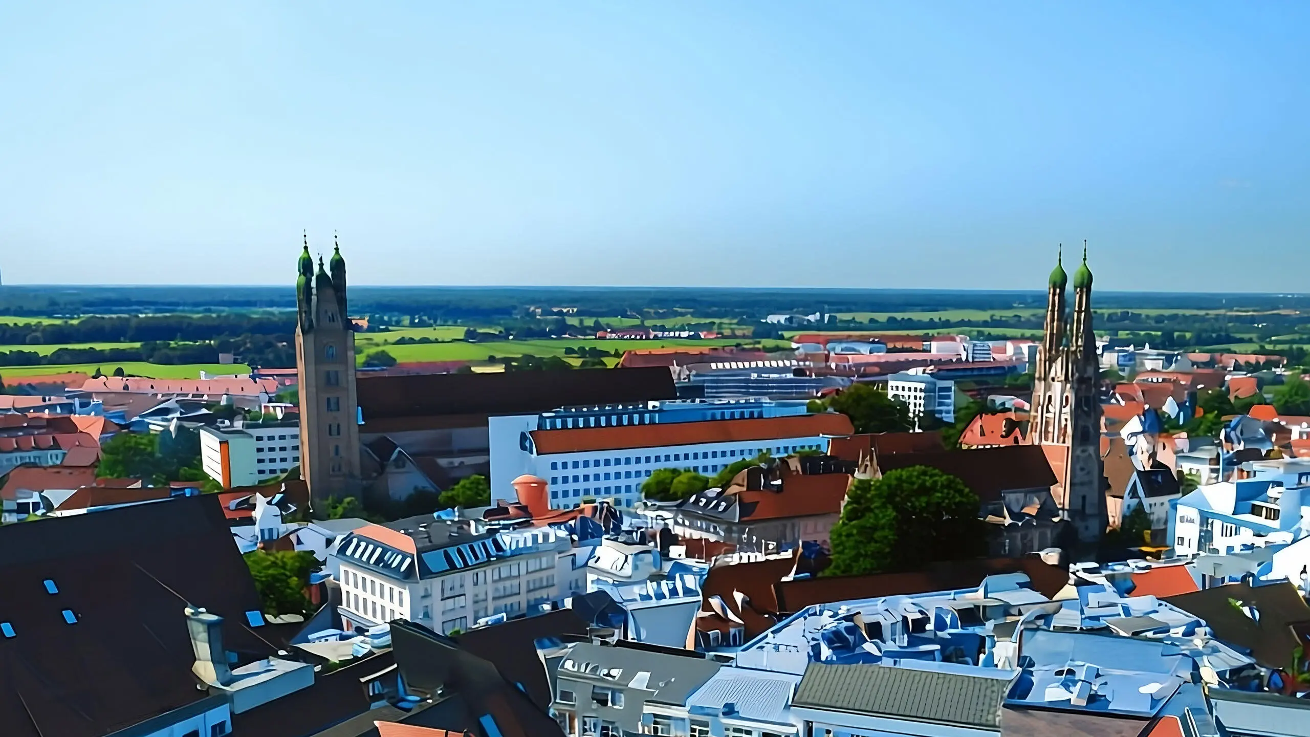 EINE STADT MIT VIELEN GEB&Auml;UDEN UND EINEM TURM