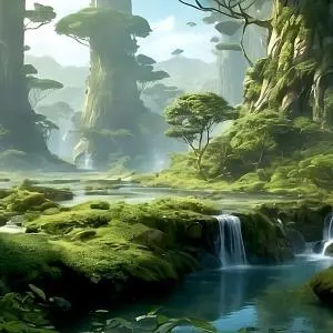 EIN WASSERFALL IN EINEM WALD